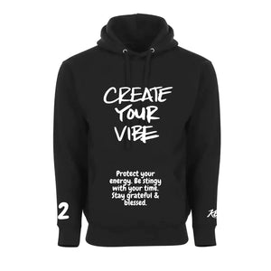Black  "Create Your Vibe" Puff Print Hoodie