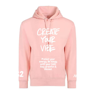 Pale Pink  "Create Your Vibe" Puff Print Hoodie