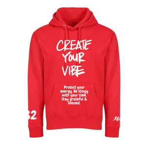 Red "Create Your Vibe" Puff Print Hoodie