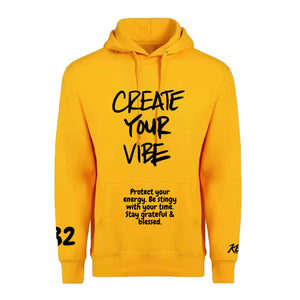 Gold  "Create Your Vibe" Puff Print Hoodie