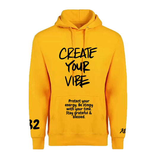 Gold  "Create Your Vibe" Puff Print Hoodie